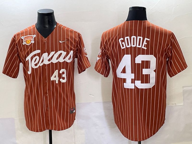 Men 2025 Texas Longhorns #43 Goode Brown stripe Joint Name Nike NCAA Jersey style 4
